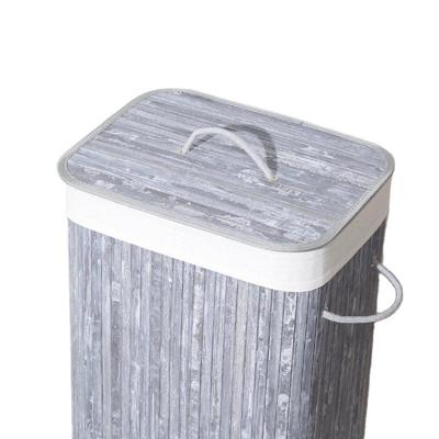 Homestyle Pro rechthoekige bamboe wasmand 40x30x60 cm grijs/wit Homestyle Pro rechthoekige bamboe wasmand 40x30x60 cm grijs/wit