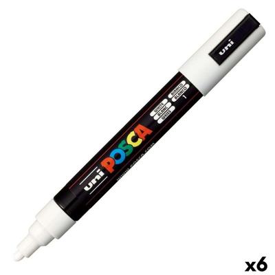 Paintmarker Uni POSCA PC5M medium wit | 6 stuks