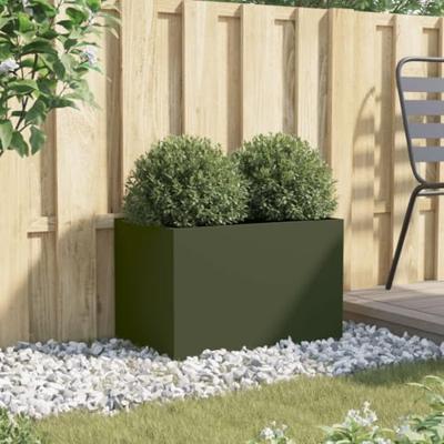 Plantenbak 62x40x39 cm staal olijfgroen