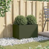 Plantenbak 62x40x39 cm staal olijfgroen - thumbnail