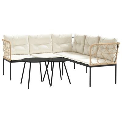 Loungeset met kussens staal en textileen zwart - thumbnail