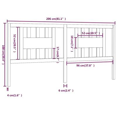 Hoofdbord 206x4x100 cm massief grenenhout