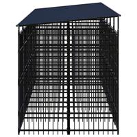 Hondenkennel met dak 11,06 m² staal - thumbnail