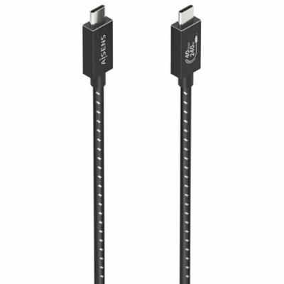 AISENS A156-0868 USB4-kabel Gen3X2, aluminium, 40 Gbit/s, 8K bij 60Hz, 5A, 48V, 240W, E-merk, type USB-C/M-USB-C/M, zwart, 1,5 m