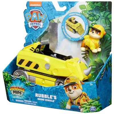 PAW Patrol Jungle Pups Rubble neushoornvoertuig met speelfiguur