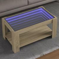 Salontafel met LED 93x53x45 cm bewerkt hout sonoma eikenkleurig - thumbnail