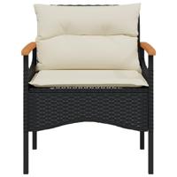 3-delige Loungeset met kussens poly rattan zwart - thumbnail