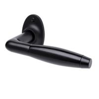 De Oude Deurklink Retro Deurklink Klassiek mat zwart ovale rozetten - thumbnail