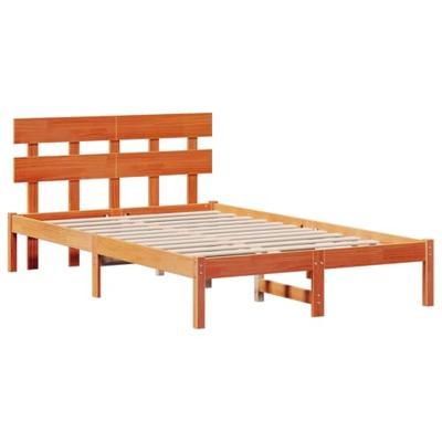 Bedframe met hoofdeinde Bruin 120 x 190 cm Massief grenenhout