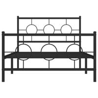 Bedframe met hoofd- en voeteneinde metaal zwart 107x203 cm - thumbnail