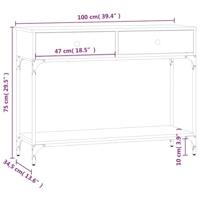 Wandtafel 100x34,5x75 cm bewerkt hout grijs sonoma eikenkleurig - thumbnail