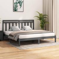 Bedframe massief hout grijs 200x200 cm - thumbnail