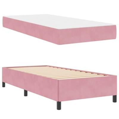 Bedframe met matras Roze en wit 90 x 200 cm Fluweel