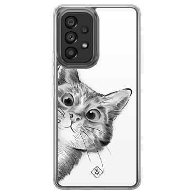 Samsung Galaxy A52 hybride hoesje - Kat kiekeboe Samsung Galaxy A52 hybride hoesje - Kat kiekeboe