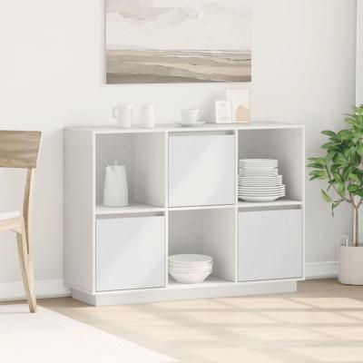 Dressoir 110,5x35x80 cm massief grenenhout wit