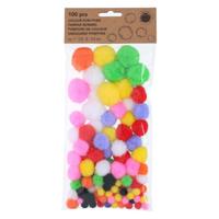 Gekleurde Pompons, 100st. - thumbnail