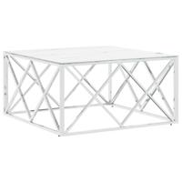 Salontafel 80x80x40 cm roestvrij staal en glas zilverkleurig - thumbnail