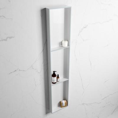 MONDIAZ EASY Nis 149,5x29,5cm in solid surface kleur Clay | Talc. 3 vakken geschikt voor in- of opbouw MONDIAZ EASY Nis 149,5x29,5cm in solid surface kleur Clay | Talc. 3 vakken geschikt voor in- of opbouw