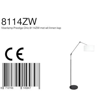 Steinhauer Vloerlamp prestige chic 8114zw zwart kap wit linnen