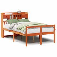 Bed met boekenkast zonder matras grenenhout wasbruin 135x190 cm - thumbnail