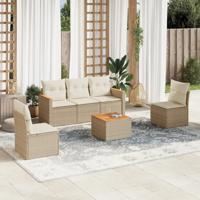 5-delige Loungeset met kussens poly rattan beige - thumbnail