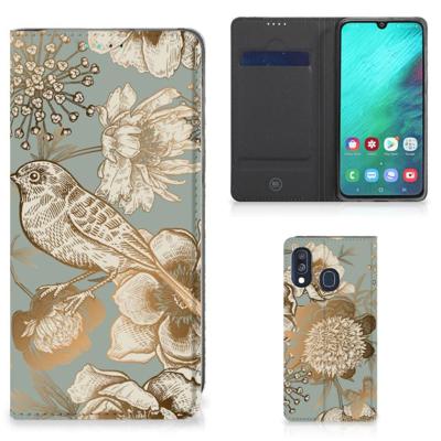 Smart Cover voor Samsung Galaxy A40 Vintage Bird Flowers Smart Cover voor Samsung Galaxy A40 Vintage Bird Flowers
