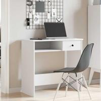 Bureau 80x40x75 cm bewerkt hout wit - thumbnail