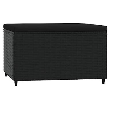 Voetensteun met kussen poly rattan zwart