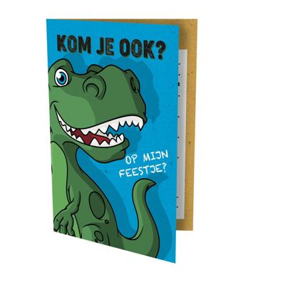 Uitnodiging dinosaurus 13.5x9cm | 6 stuks
