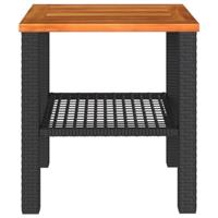 Tuintafel 40x40x42 cm poly rattan en acaciahout zwart - thumbnail