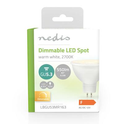 LED-Lamp GU5.3 | Spot | 6.5 W | 550 lm | 2700 K | Warm Wit | Doorzichtig | Aantal lampen in verpakking: 1 Stuks LED-Lamp GU5.3 | Spot | 6.5 W | 550 lm | 2700 K | Warm Wit | Doorzichtig | Aantal lampen in verpakking: 1 Stuks