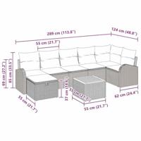 Tuinbankenset met kussen met opslag 8 pcs Zwart Poly riet - thumbnail