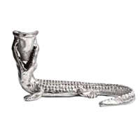 Kandelaar Zilver - Kaarsenstandaard - Kaarsenhouders - Krokodil - Crocco - Metaal - thumbnail