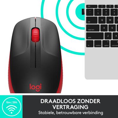 Logitech M190 Zwart/Rood Draadloze Muis