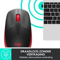 Logitech M190 Zwart/Rood Draadloze Muis - thumbnail