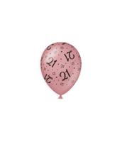 Ballonnen 21 Jaar Roze/Zwart (8st) - thumbnail