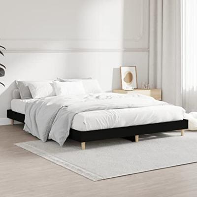 Bedframe LED massief hout zwart 140x190 cm - thumbnail