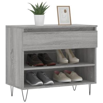 VidaXL Schoenenkast 70x36x60 cm bewerkt hout sonoma grijs VidaXL Schoenenkast 70x36x60 cm bewerkt hout sonoma grijs