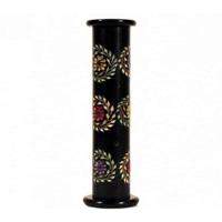 Wierookbrander Pilaar Zeepsteen met Bloemen - thumbnail