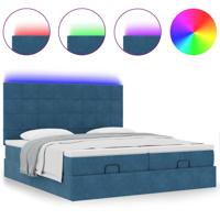Ottoman bed met matrassen en LED's 160x200cm fluweel - thumbnail