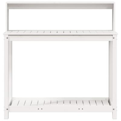 Oppottafel met schappen 108x50x109,5 cm massief grenenhout wit - thumbnail