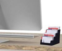 Deflecto Visitekaarthouder 4 opbergvakken, zwart - thumbnail