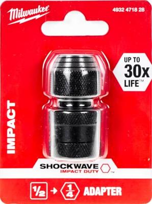 Milwaukee SchockWave™ Krachtdop Adapter ½" Vierkant - ¼" Zeskant - 4932471828