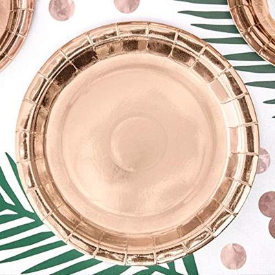 Ronde feestborden rose goud 6 stuks