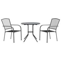 3-delige Tuinset stapelbaar gepoedercoat staal antraciet - thumbnail