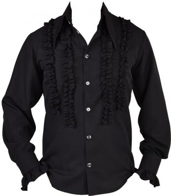 Party Blouse Rouches Zijden Zwart