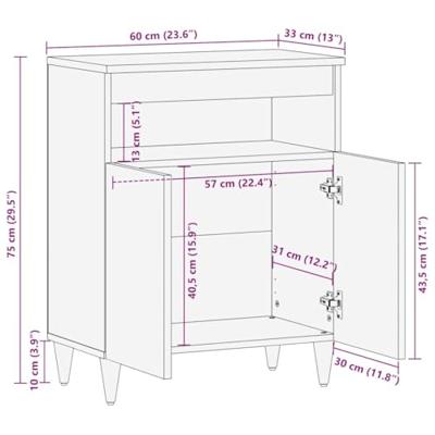 Dressoir 60x33x75 cm massief mangohout