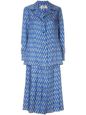Hermès pre-owned tennis print skirt suit - Blue Hermès pre-owned tennis print skirt suit - Blue