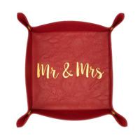 Fisura Dienblad Mr & Mrs 19 X 19 Cm Pu-leder Rood - thumbnail