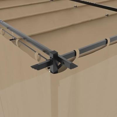 Prieel met gordijnen 6x3 m staal taupe